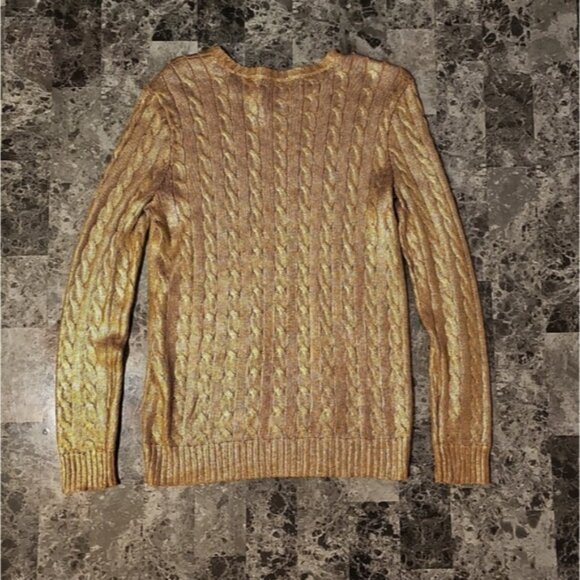 Lauren Ralph Lauren cable knit metallic gold sweater - Picture 5 of 5